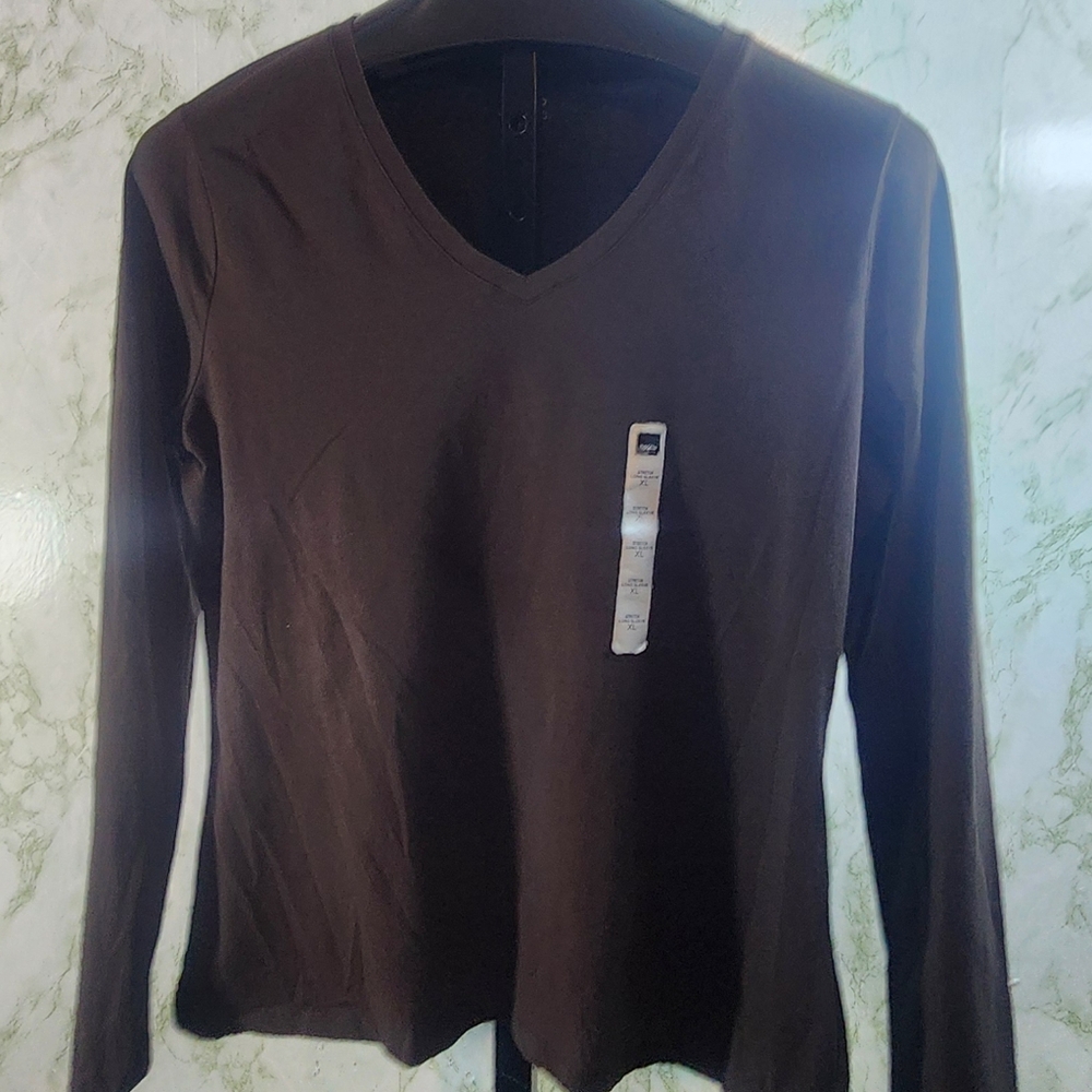 MOSSIMO Brown Long Sleeve Cotton Tee